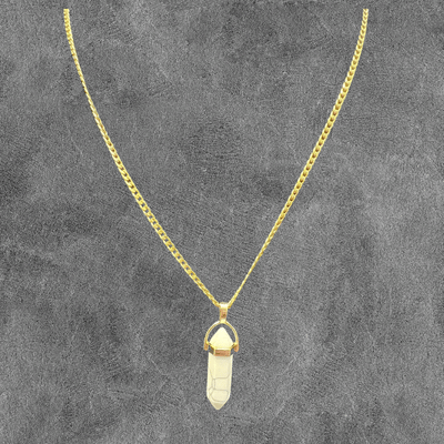 سلسله ذهبي مع حجر الهوالايت الطبيعي